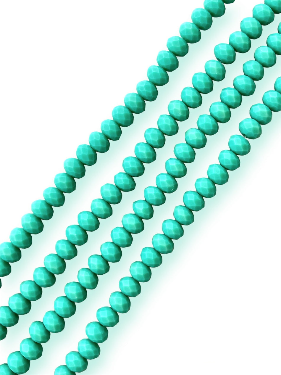 Matte Turquoise Rondelle Crystal Strand, 8mm