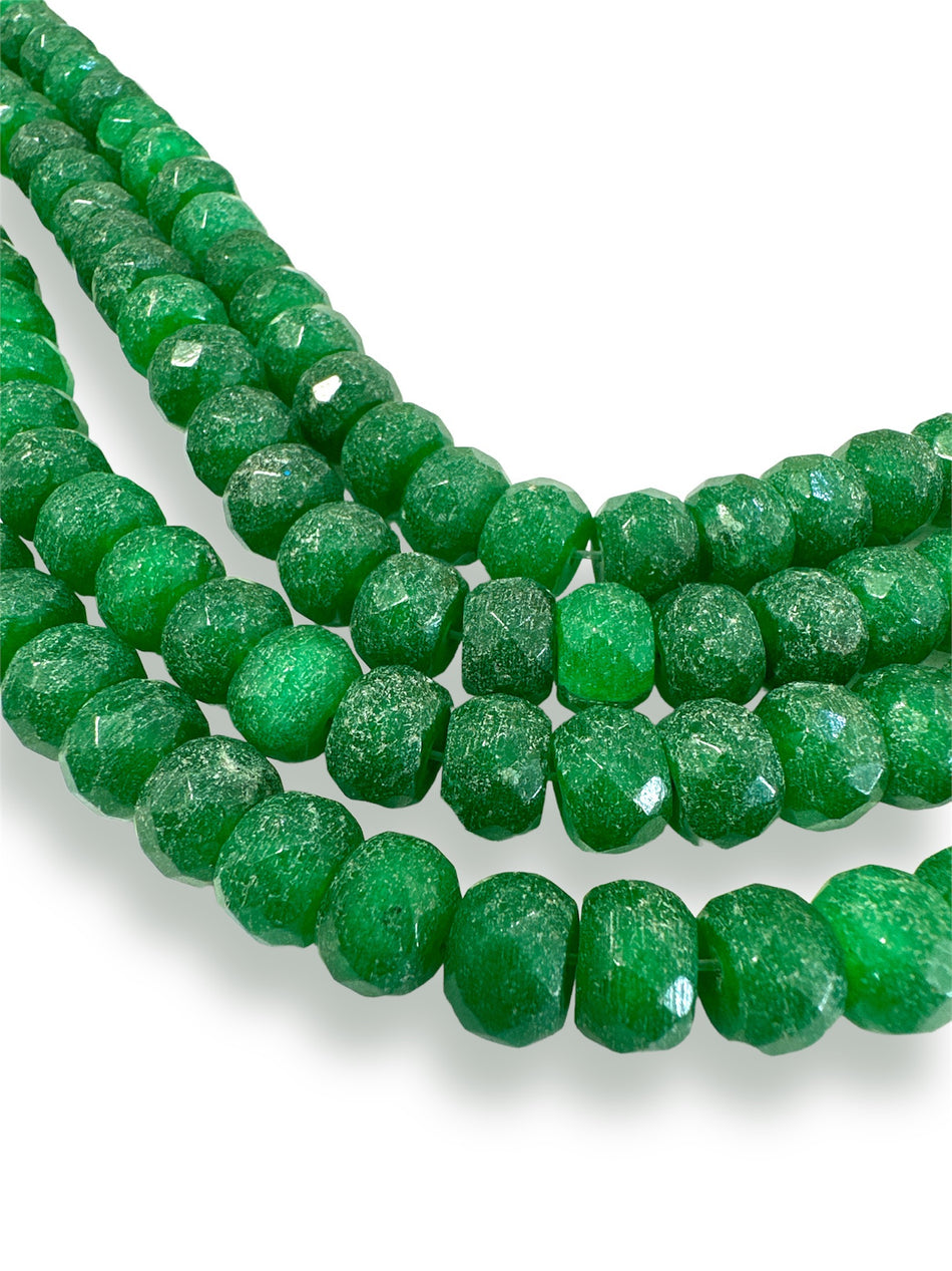 Faceted Rondelle Green Jade Strand