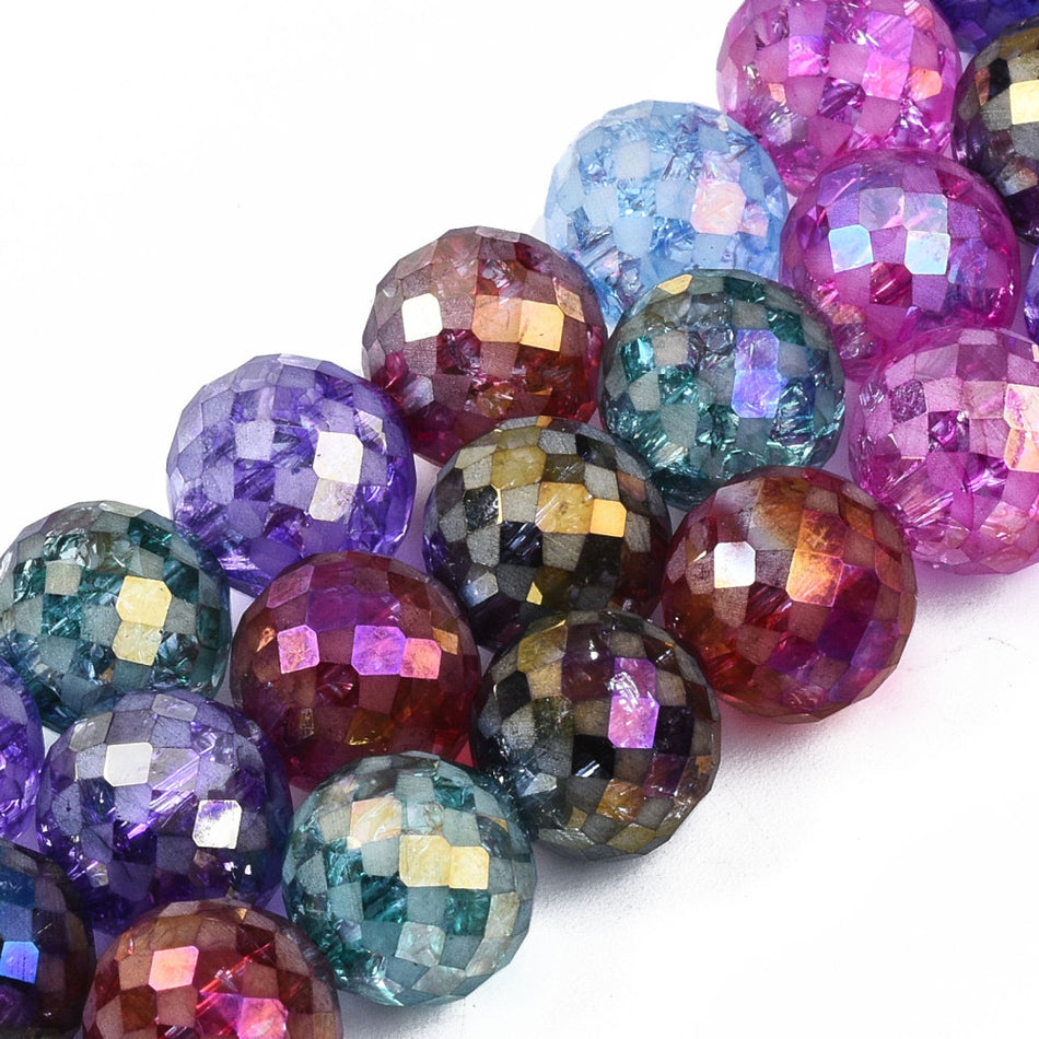 Faceted Round Glass Bead Strand 11mm, 32pcs