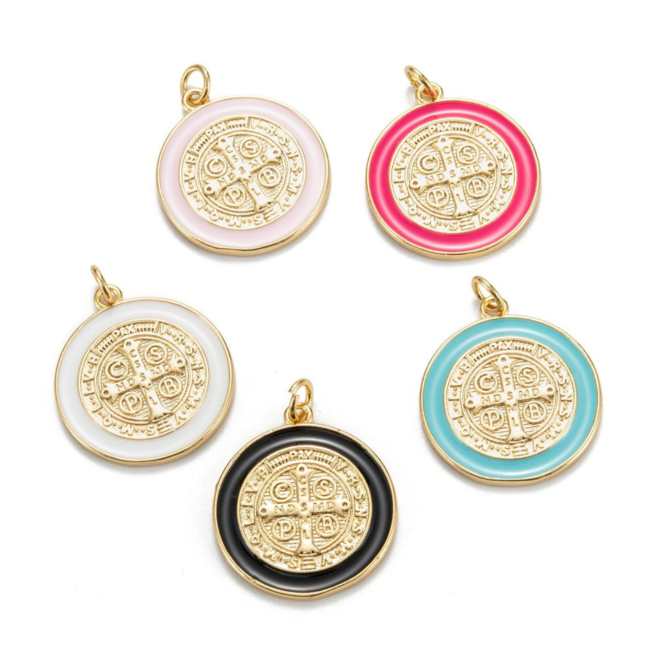 Saint Benedict Flat Round Pendant