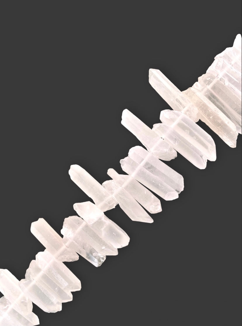 Matte Clear Quartz Cluster Strand