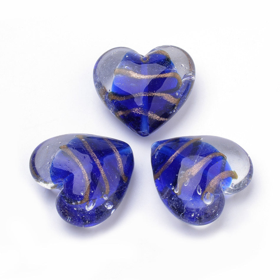 Lampwork Heart Beads 33mm, 1pc