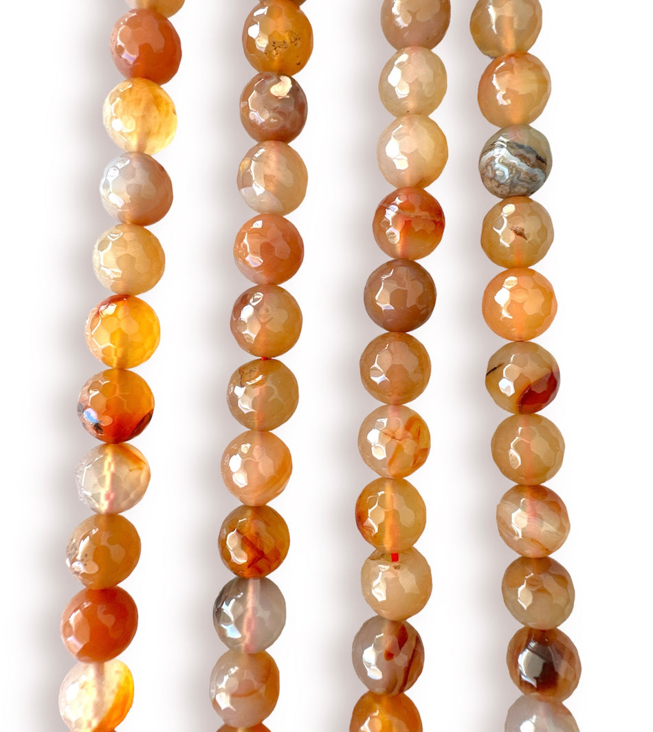 Light Brown Faceted Agate Strand , 10mm