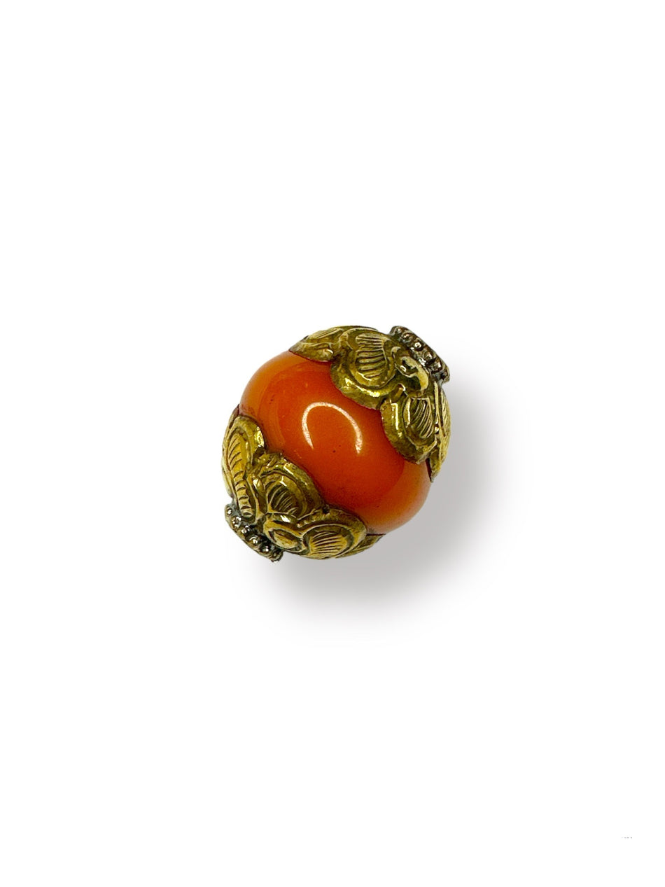 Tibetan Orange Focal Bead, 1pc