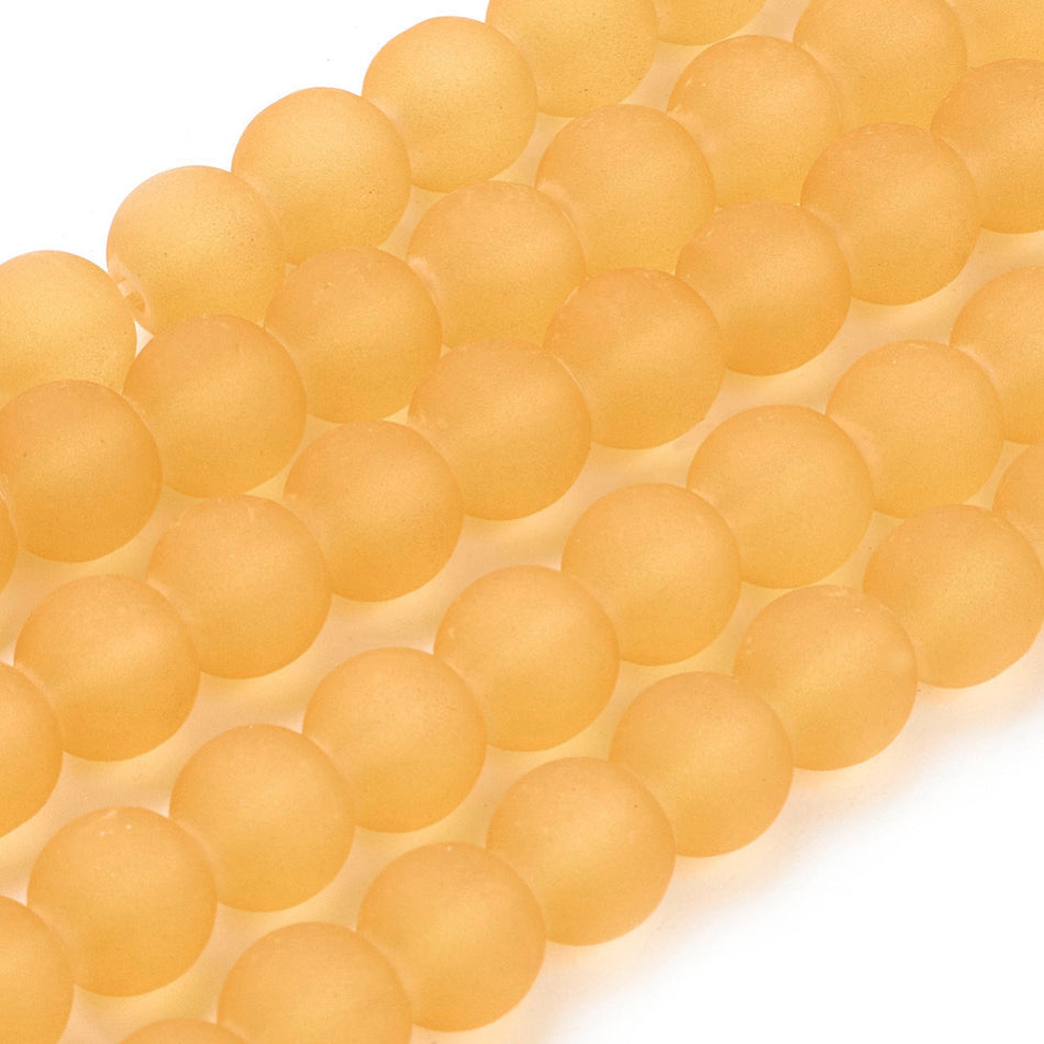 Frosted Round Glass Bead Strand 8mm