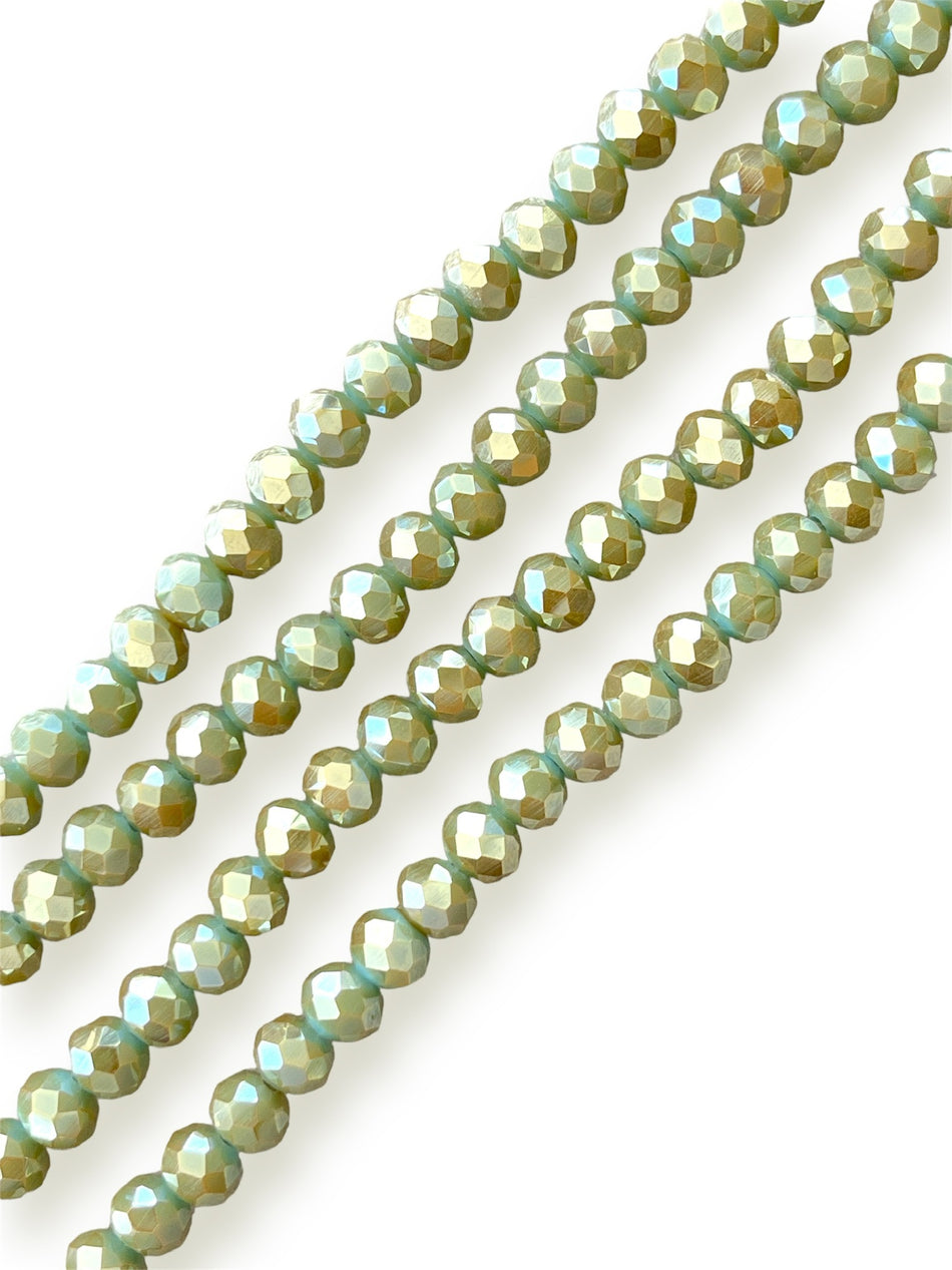 Pale Green Rondelle Crystal Strand, 8mm