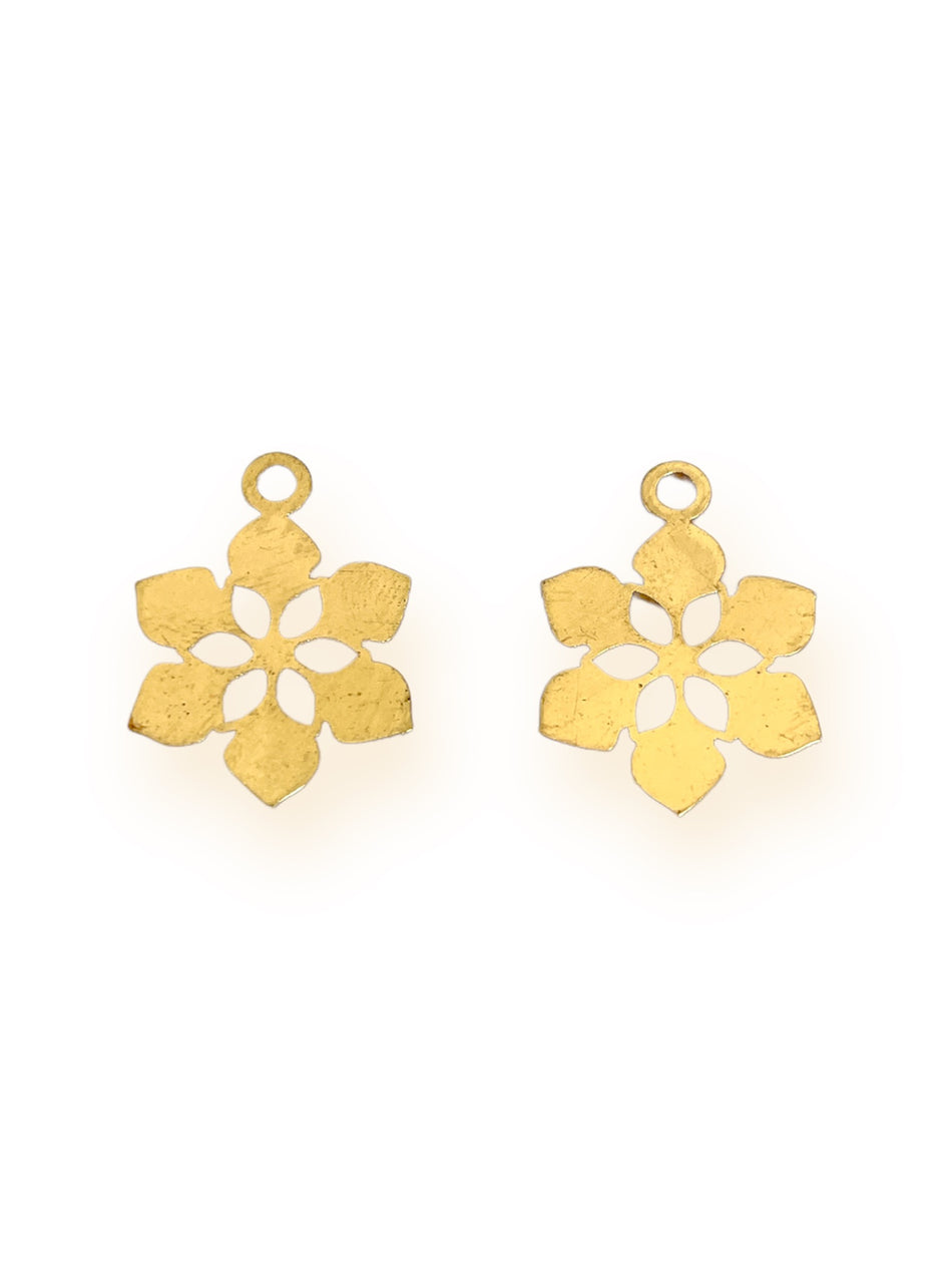 Gold Flower Pendant, 2pcs