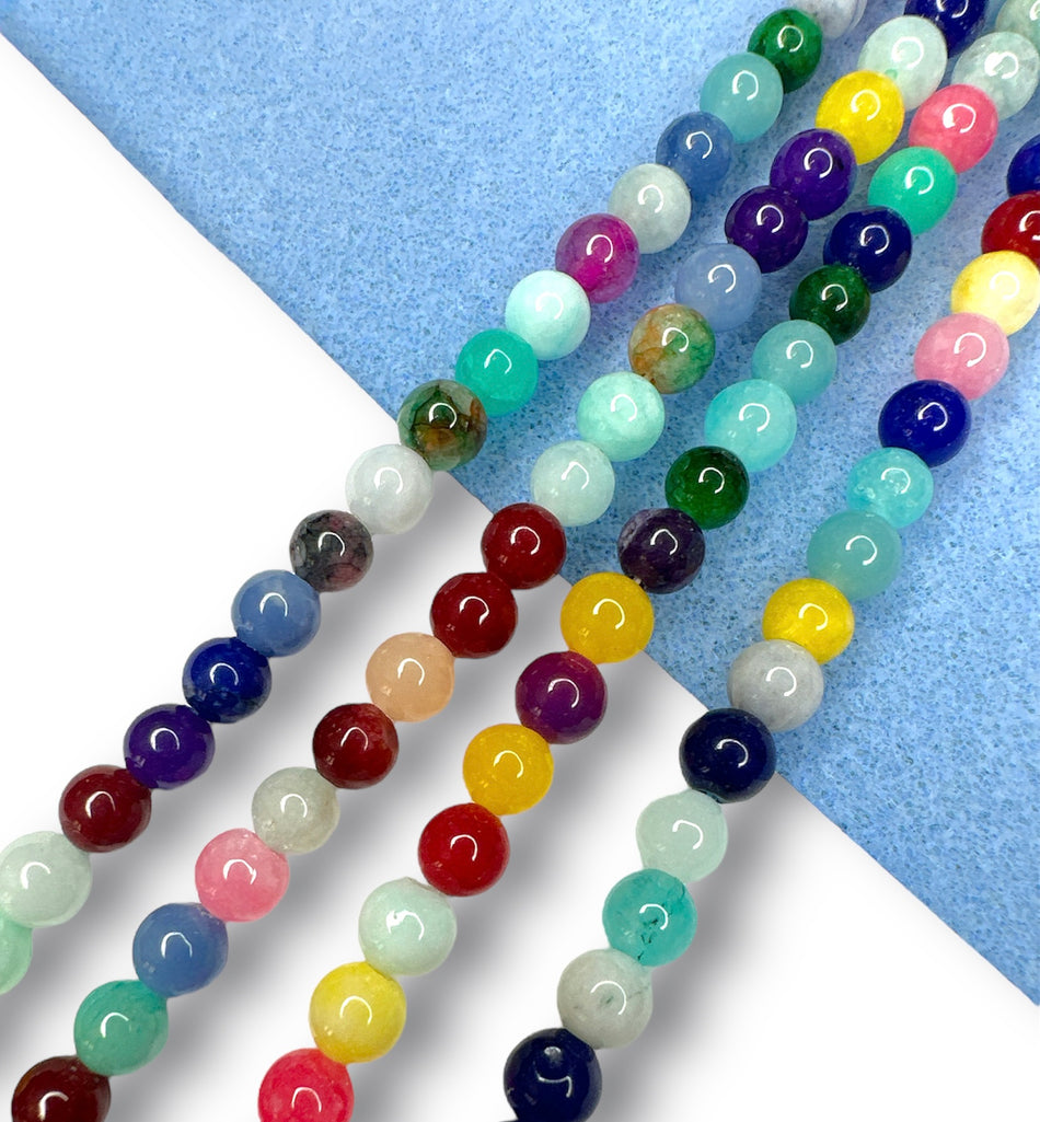 Round Multicolor Jade Strand, 6mm