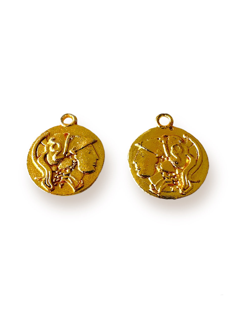 Gold Coin Pendants, 2pcs