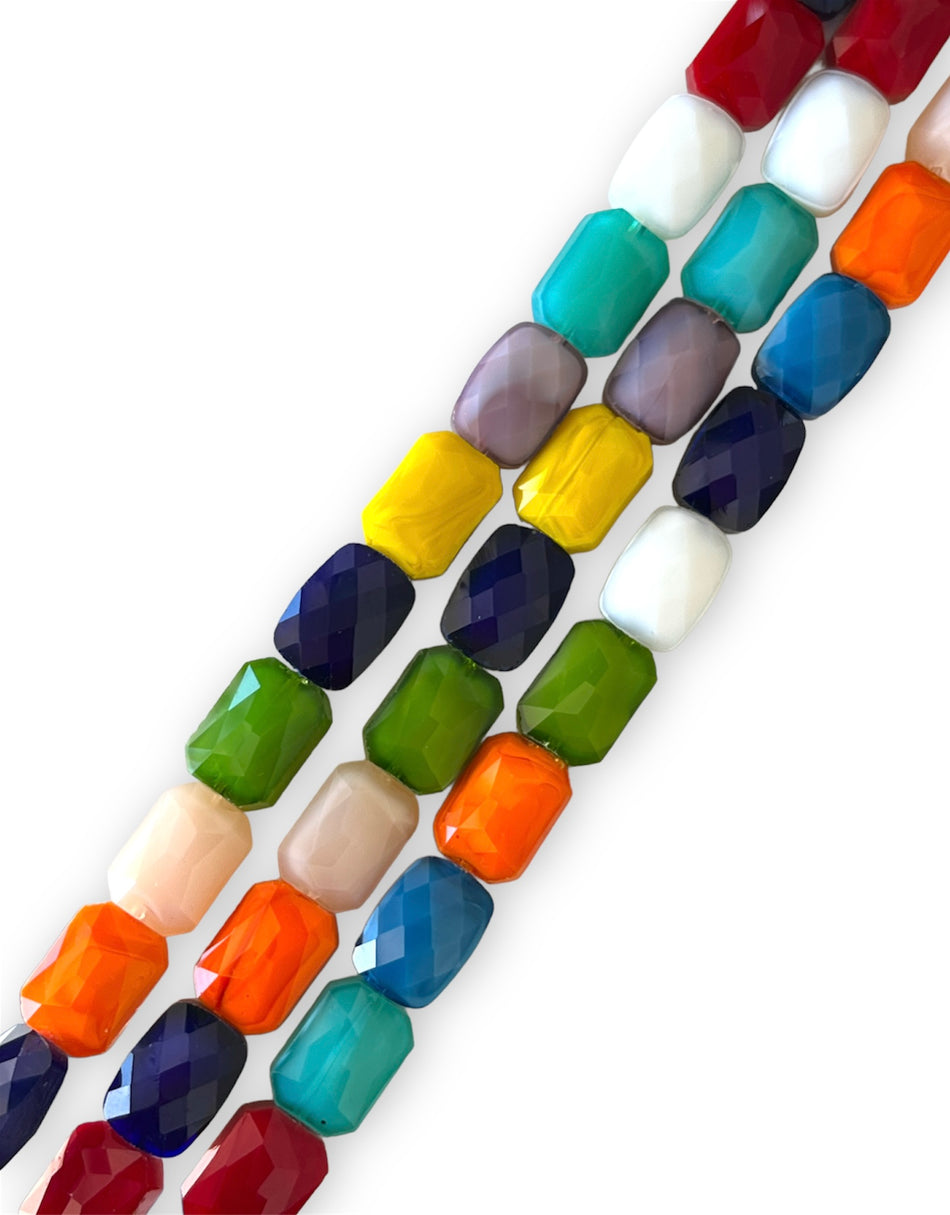 Rectangular Multicolor Crystal Strand, 14mm