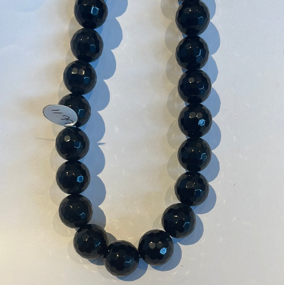 Round Faceted Onyx 14mm