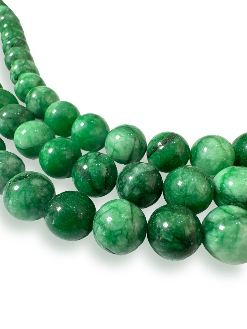 Round Green Veiny Jade Strand