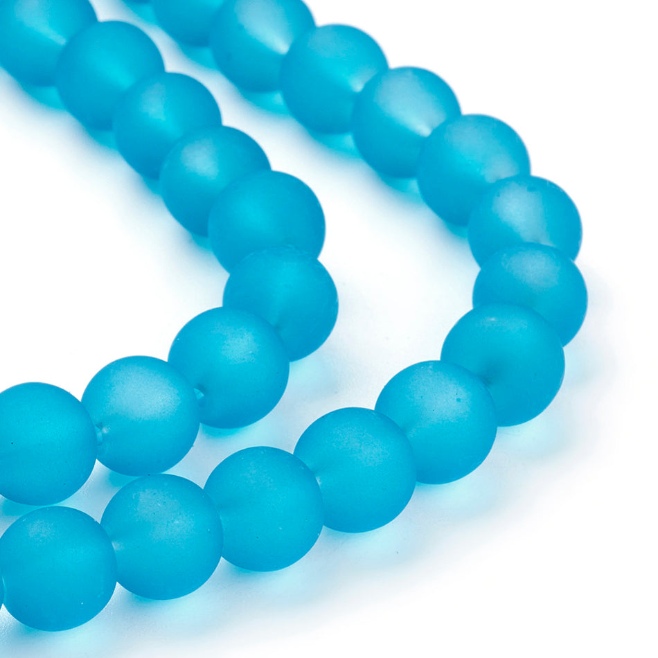 Frosted Round Glass Bead Strand 8mm