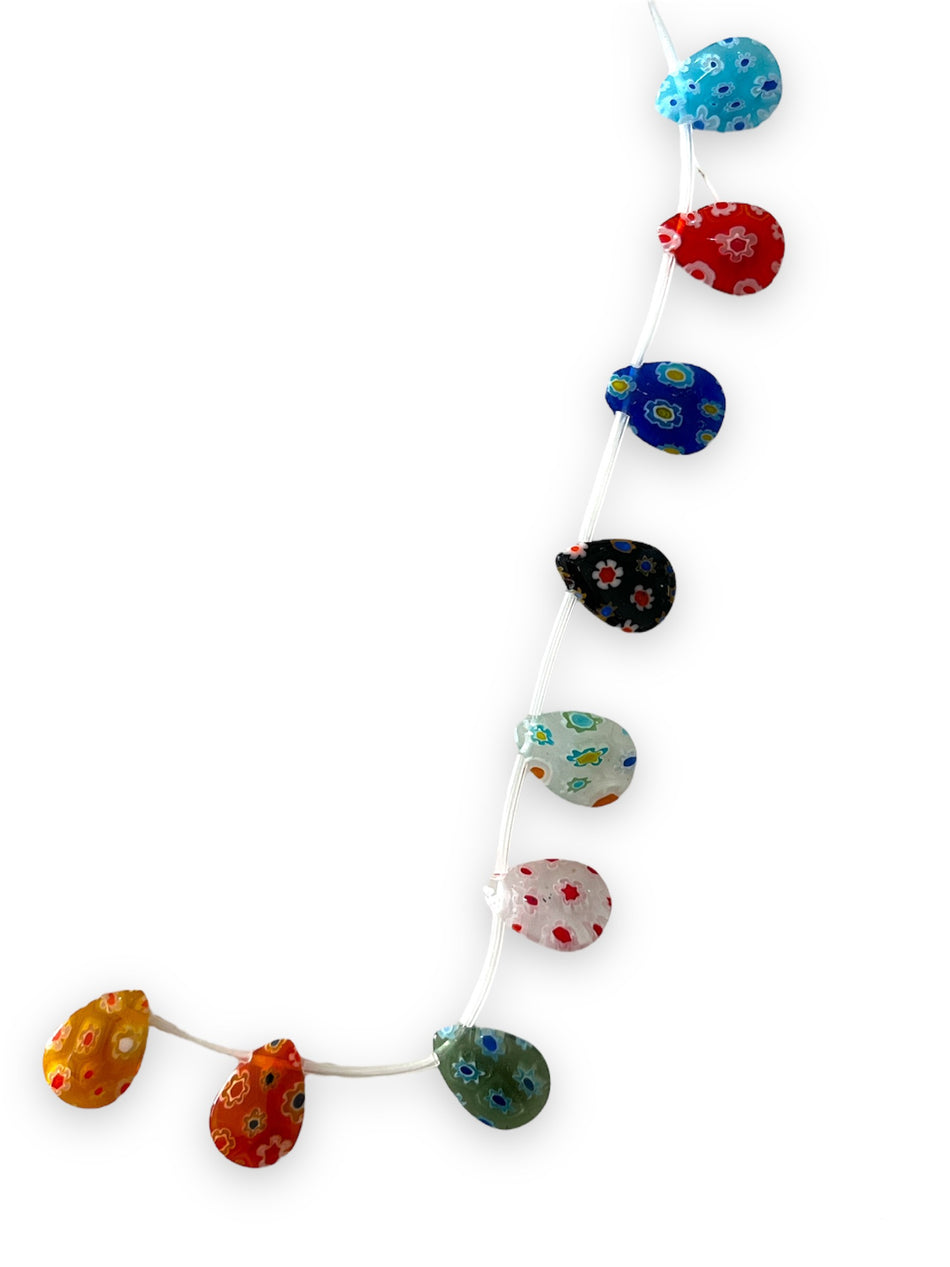 Multi Drop Millefiori Strand, 14mm