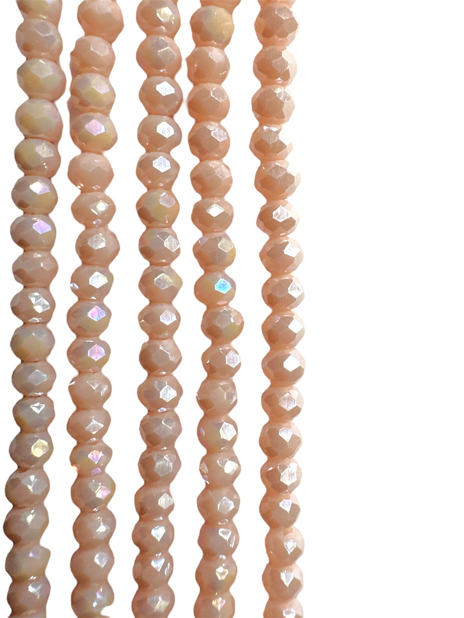 Faceted Beige Rondelle Strand 4mm