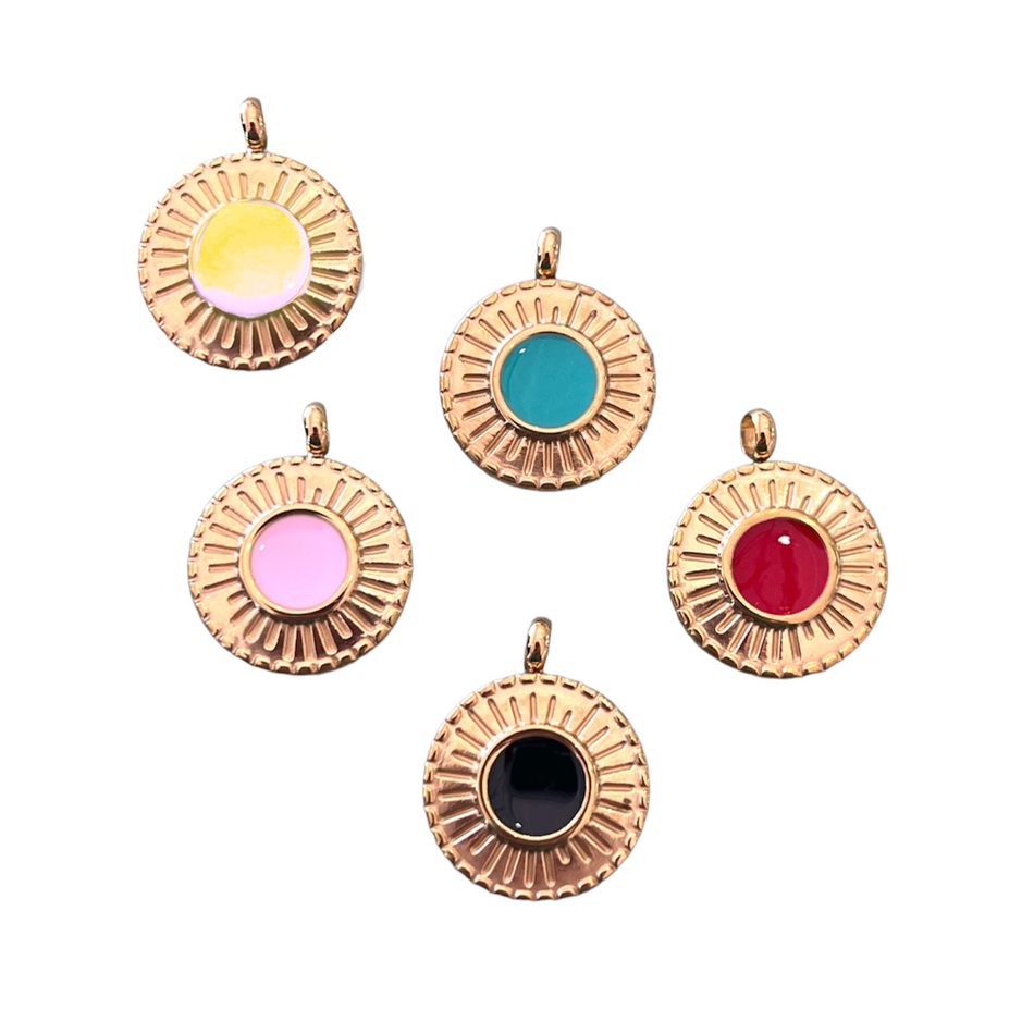 Flat Round Pendant, 1pc