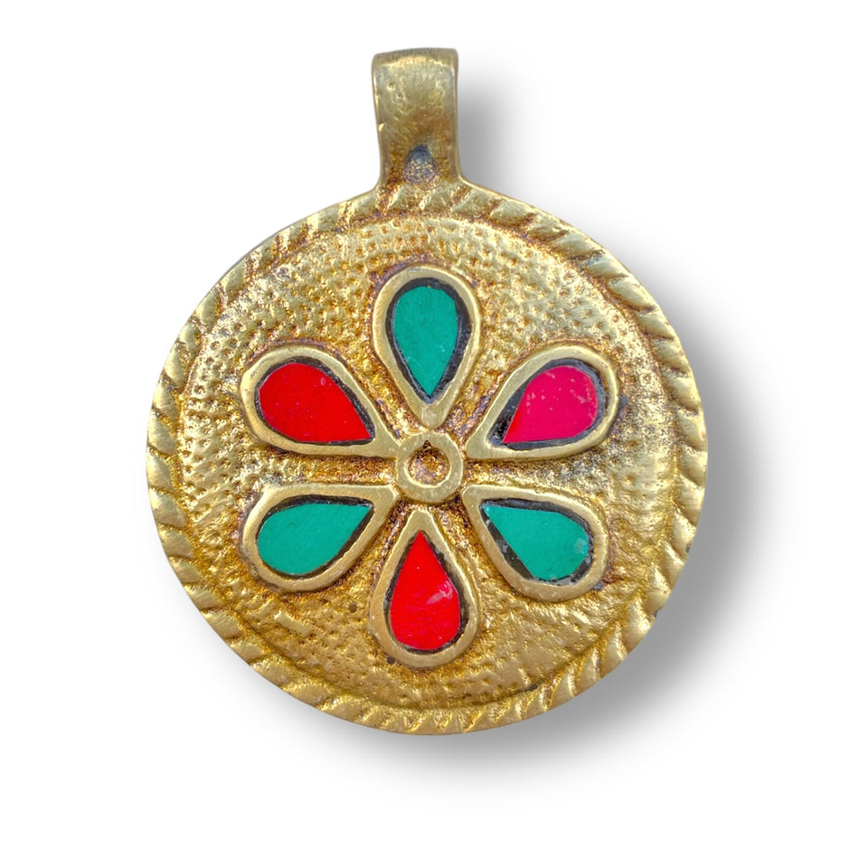 Gold Tibetan Pendant, 1pc