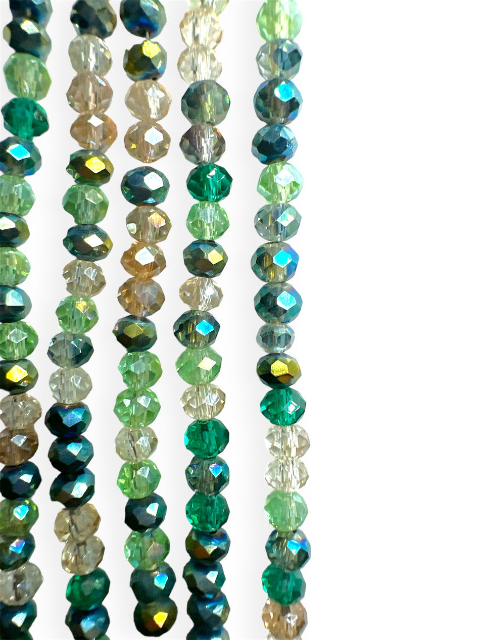 Faceted Green Mix Rondelle Strand 4mm