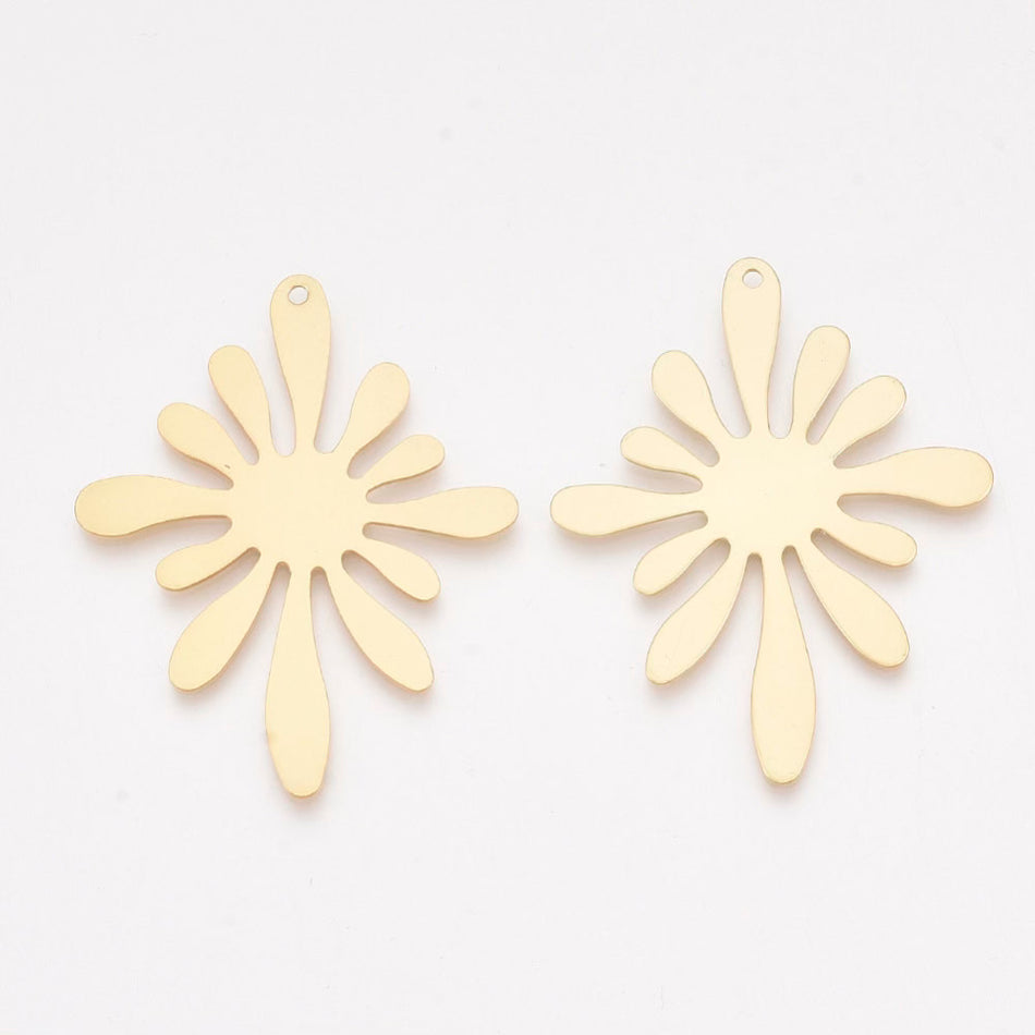 Gold-Plated Flower , 2pcs