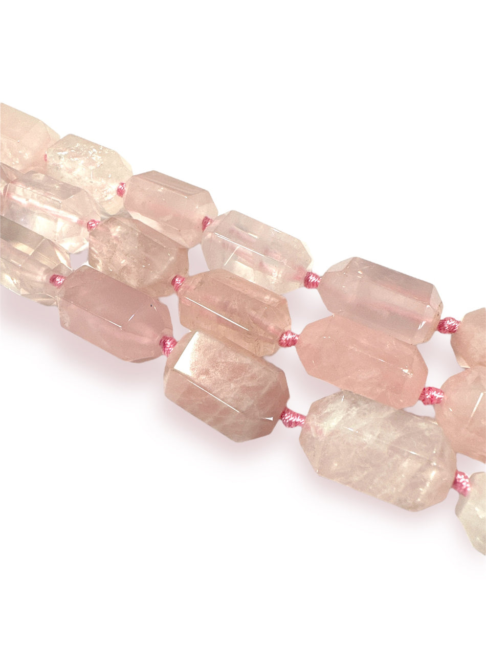 Faceted Rose Quartz Strand