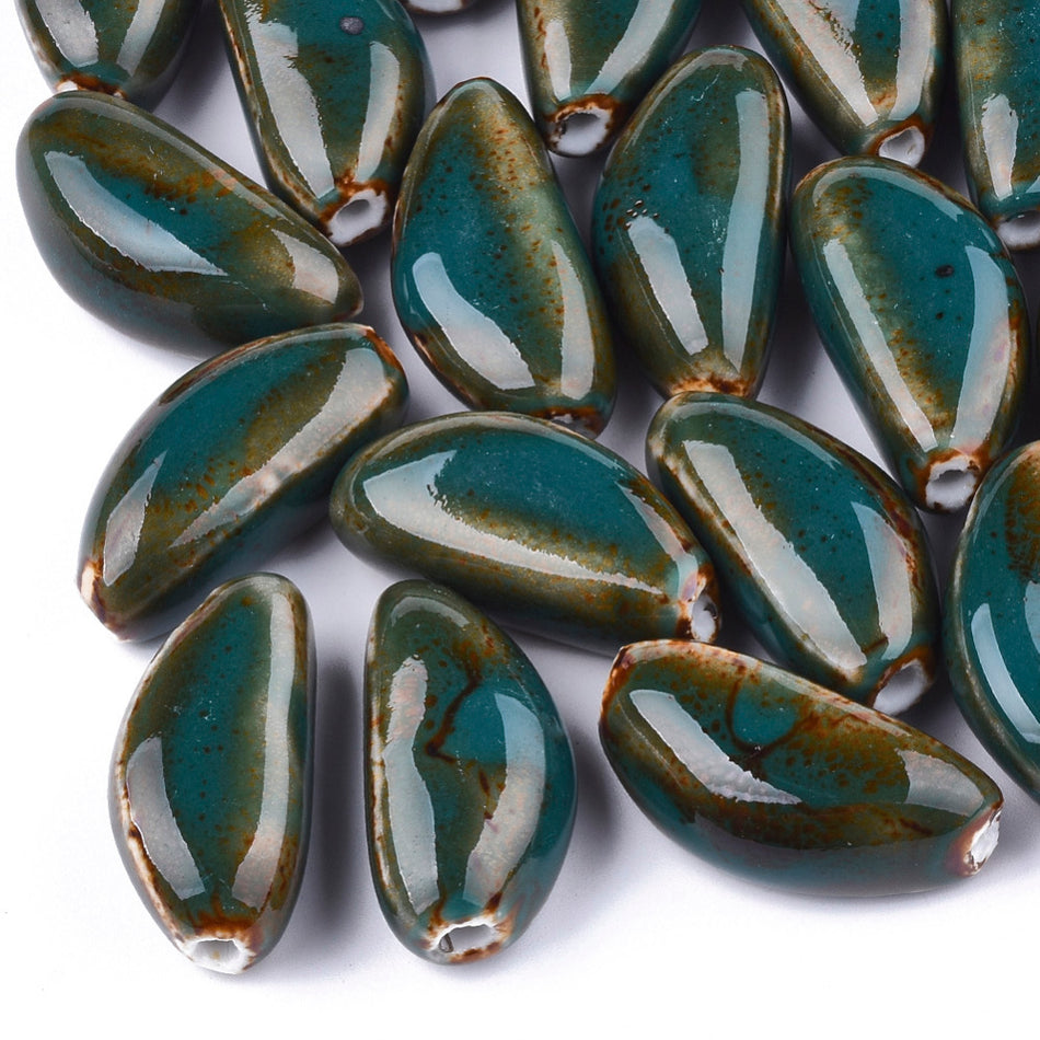 Oval Ceramic Beads, 2pcs