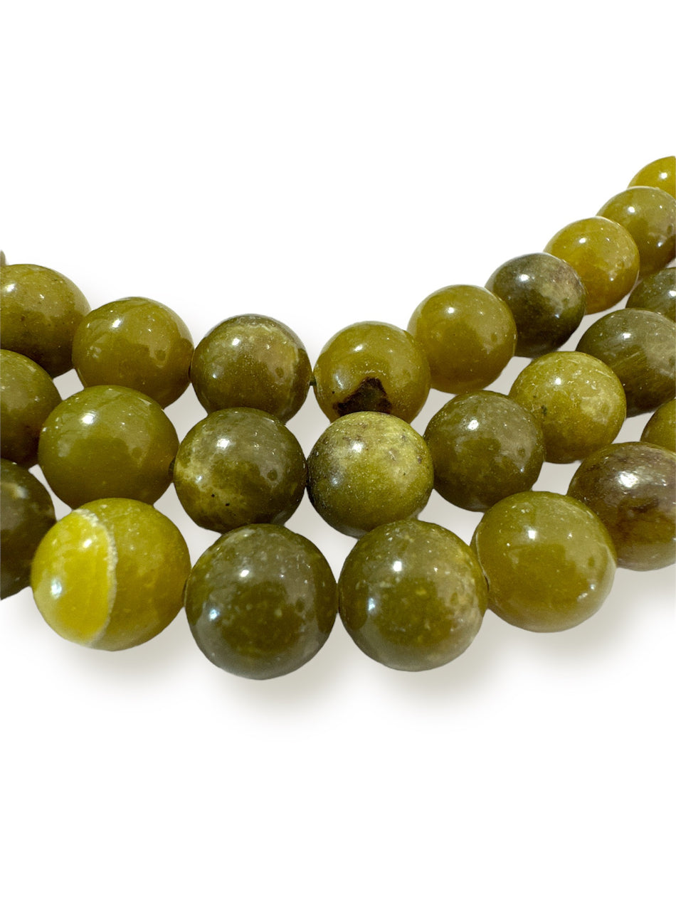 Green Jade Round Bead Strand, 10mm