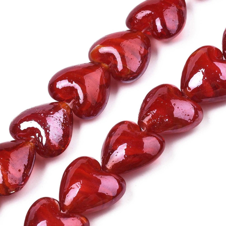 Lampwork Heart Beads 20mm, 4pcs