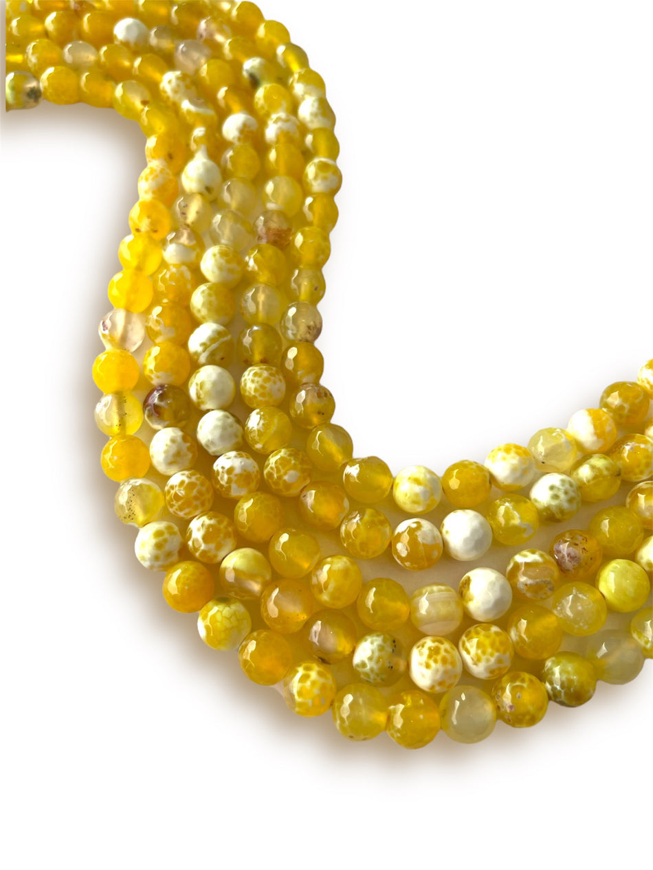 Faceted Yellow-White Agate Strand