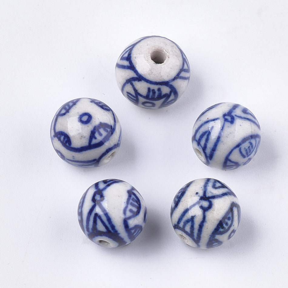 Ceramic Round Beads 12mm, 2pcs