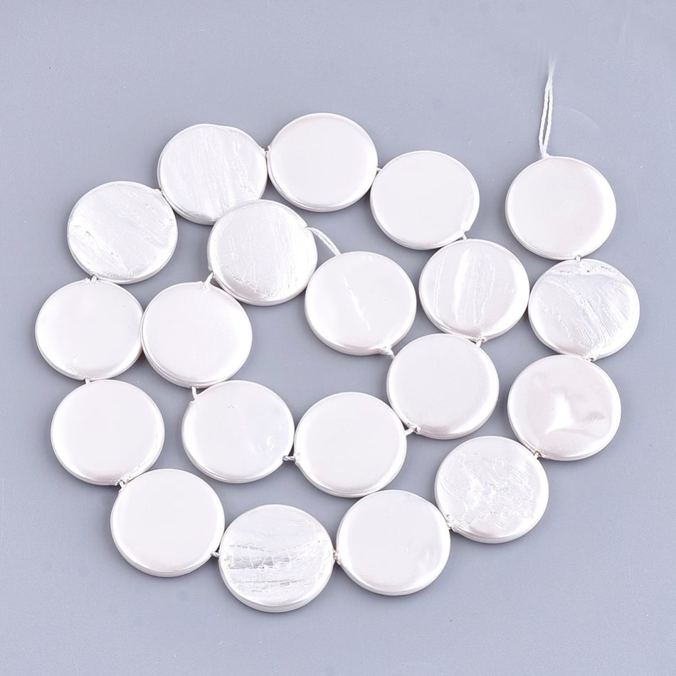 Circle Shell Pearls, 20pcs