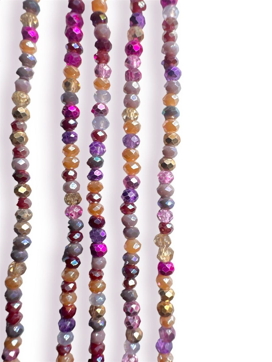 Mix Purple Rondelle Crystal Strand, 3mm