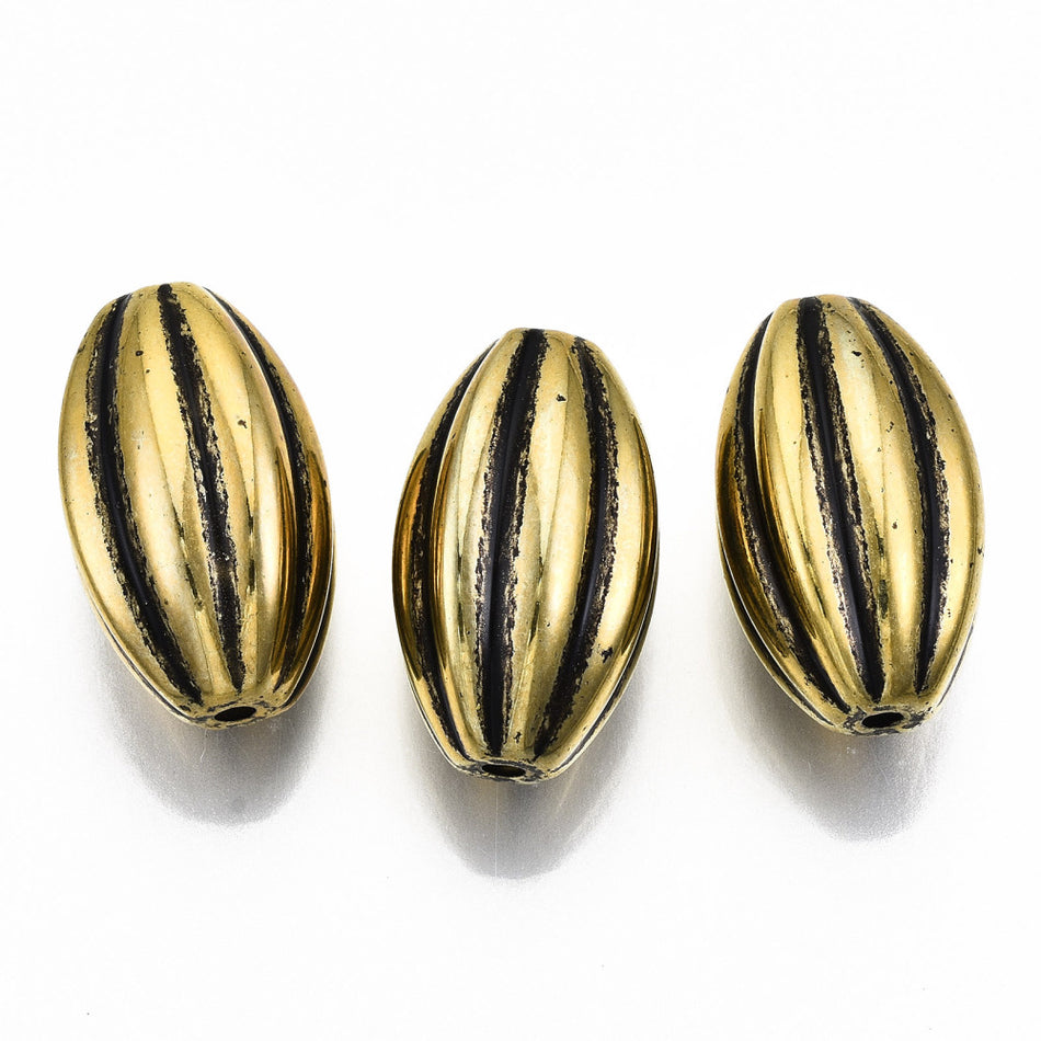 Gold Oval Plastic Beads, 6pcs