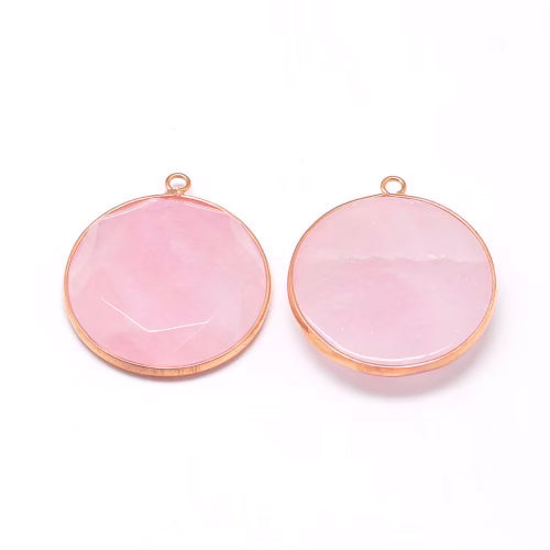 Rose Quartz Round Pendant, 1pc