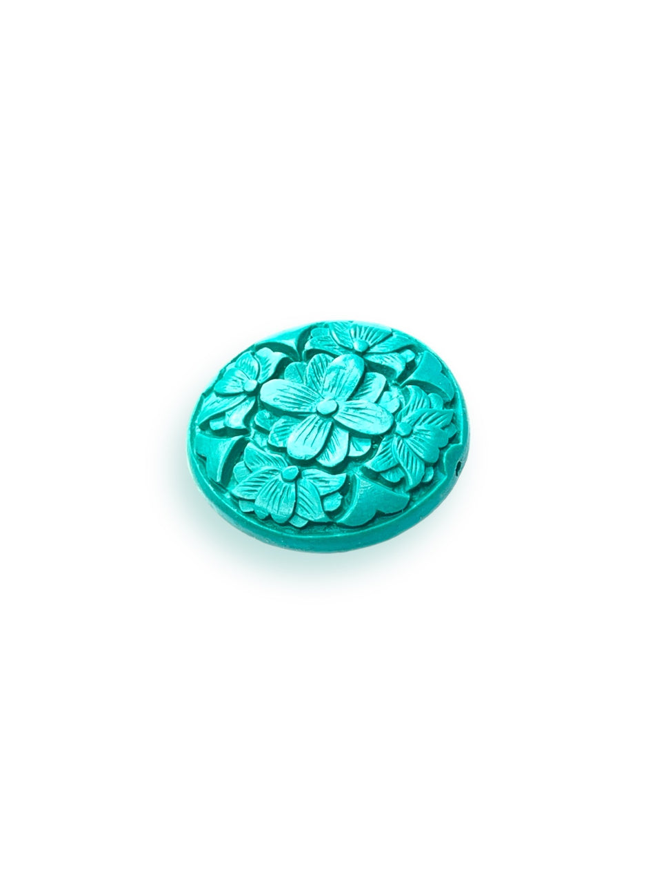 Turquoise Flat Round Cinnabar 40mm, 1pc