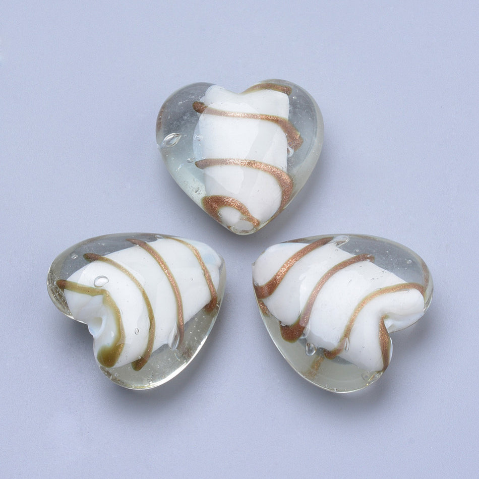 Lampwork Heart Beads 33mm, 1pc