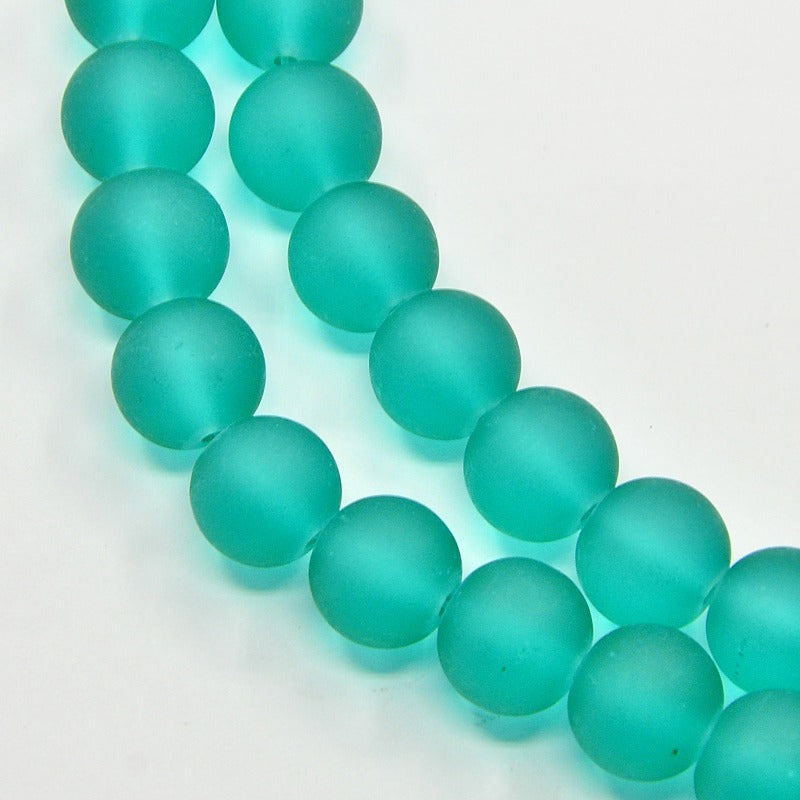 Frosted Round Glass Bead Strand 8mm