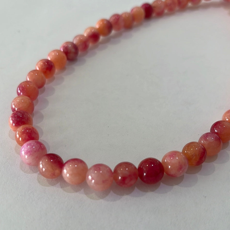 Orange and Pink Jade 8 mm
