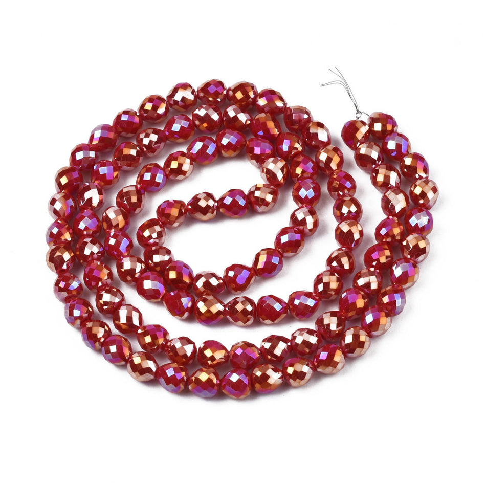 Faceted Rondelle Glass Bead Strand 8mm, 80pcs