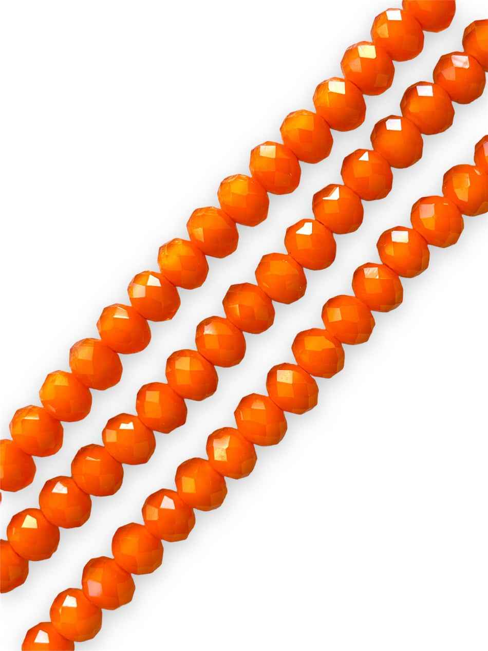 Faceted Orange Rondelle Crystal Strand, 10mm