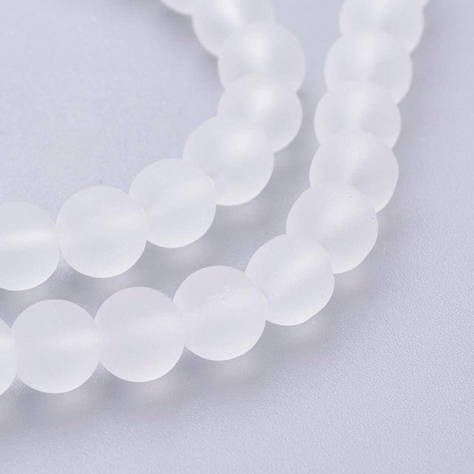 Frosted Round Glass Bead Strand 8mm