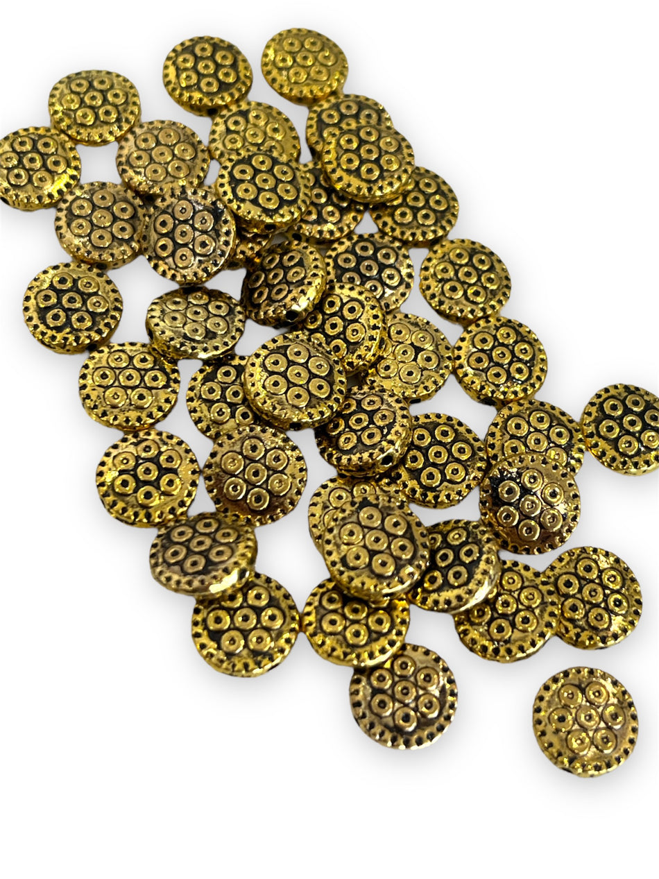 Flat Round Gold Beads, 16pcs