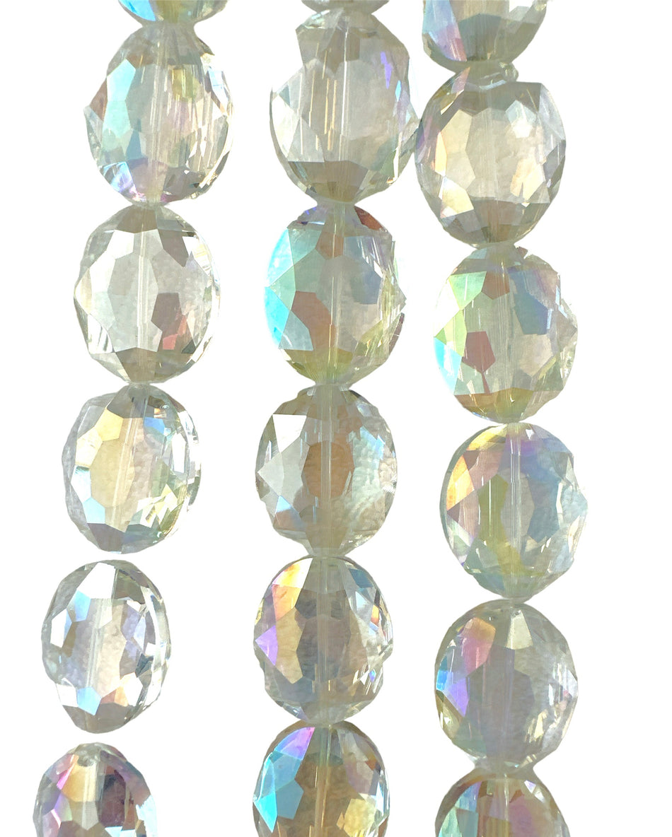 Clear Faceted Oval Crystal Strand