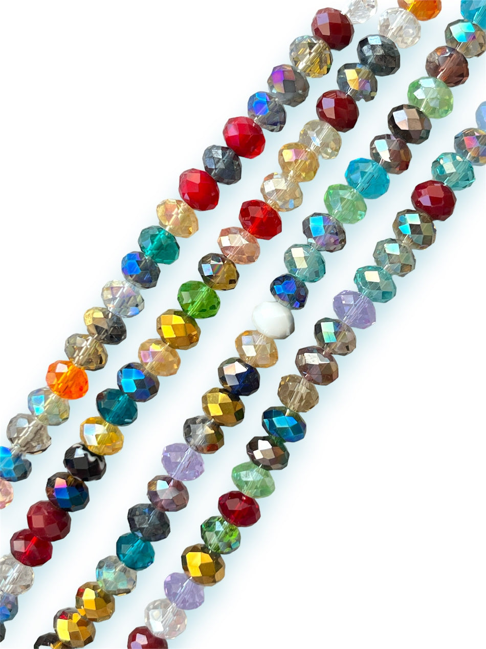 Faceted Multicolor Rondelle Crystal Strand, 8mm