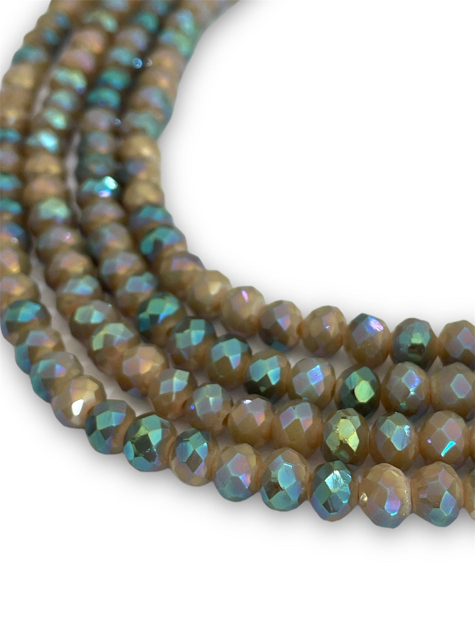 Faceted Blue Tornasol Crystal Strand