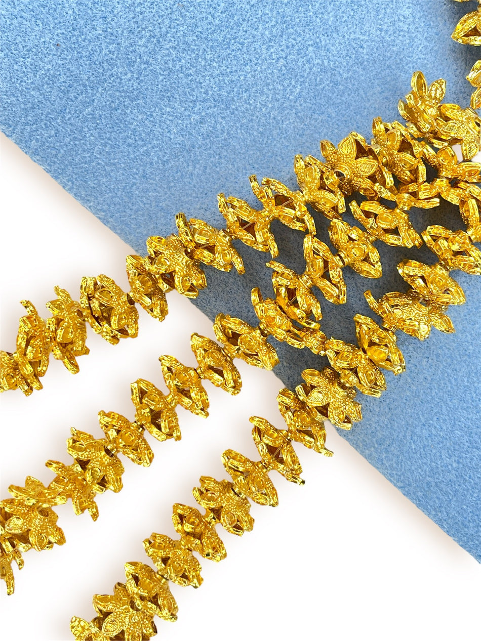 Gold-Filled Flower Beadcap Strand, 18mm