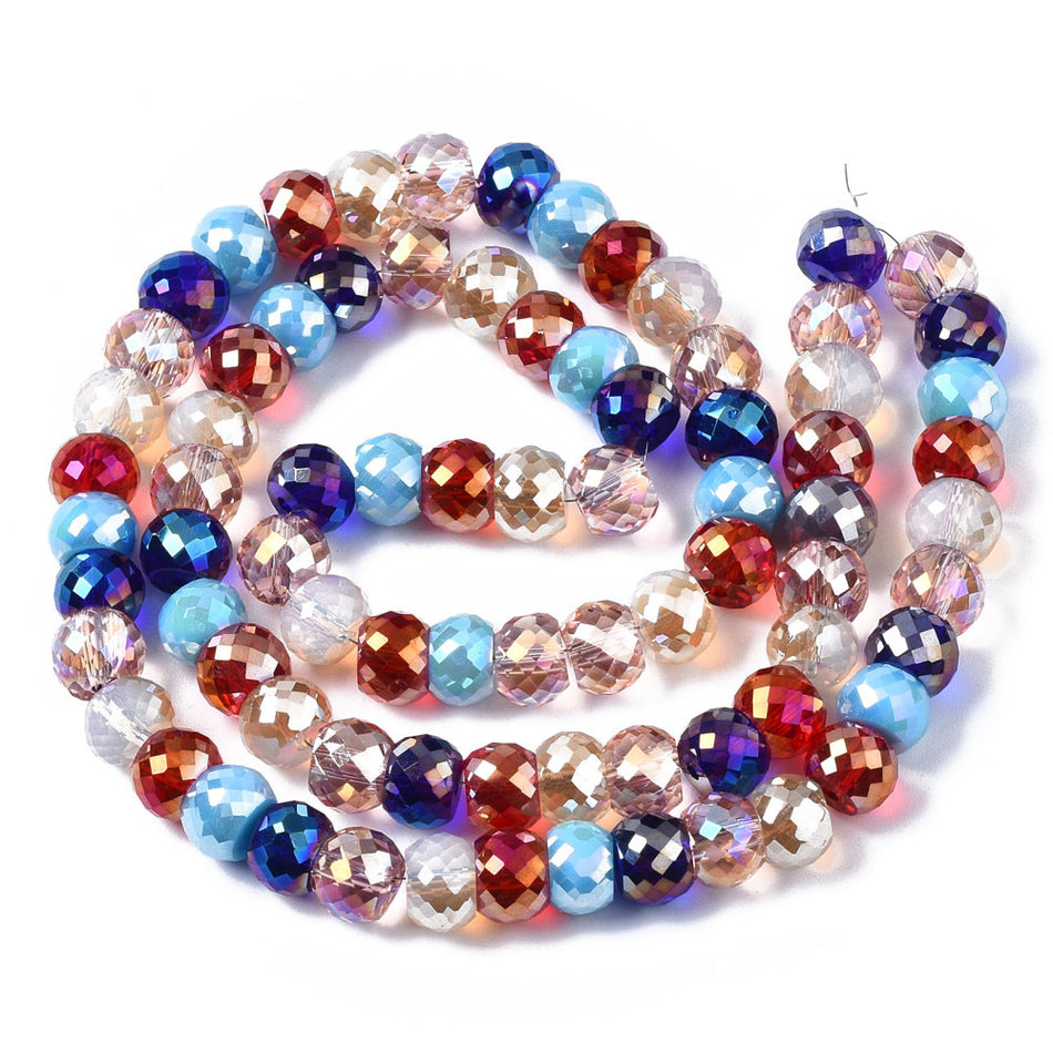 Faceted Rondelle Glass Bead Strand 8mm, 80pcs