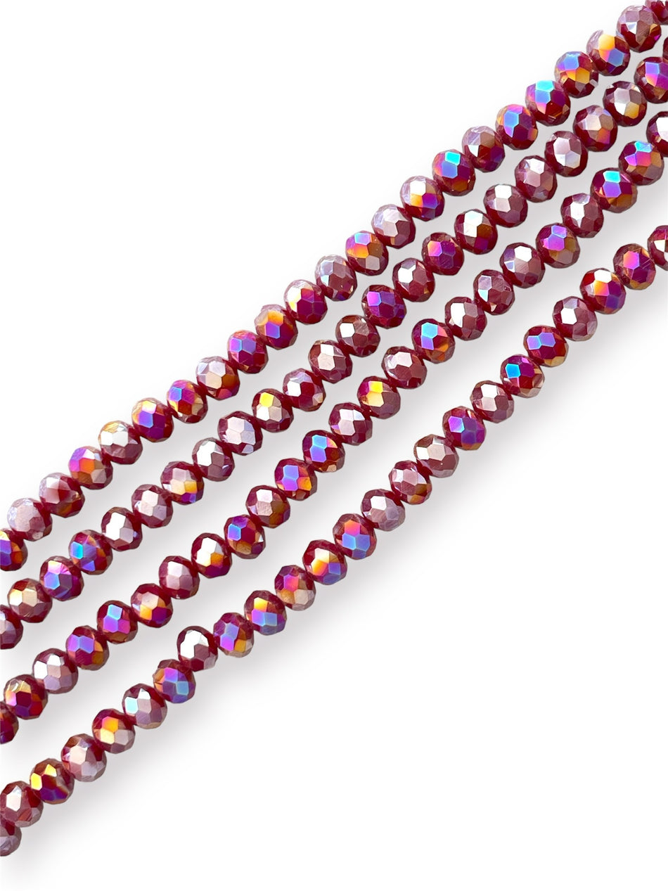 Faceted Red Rondelle Crystal Strand, 8mm