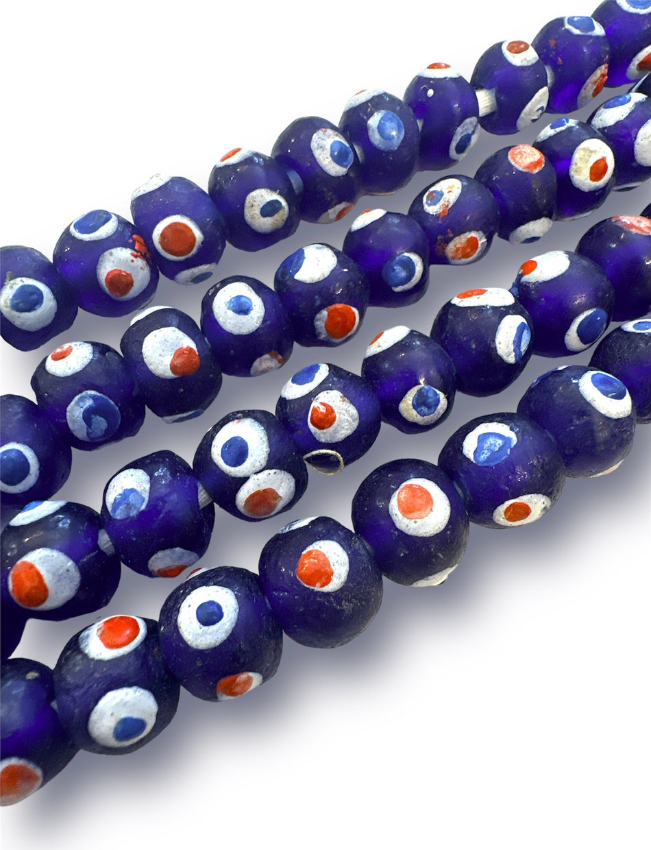 Blue African Glass Beads, 4pcs