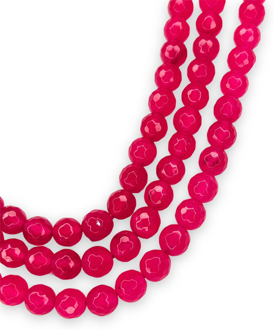 Pink Faceted Round Jade Strand