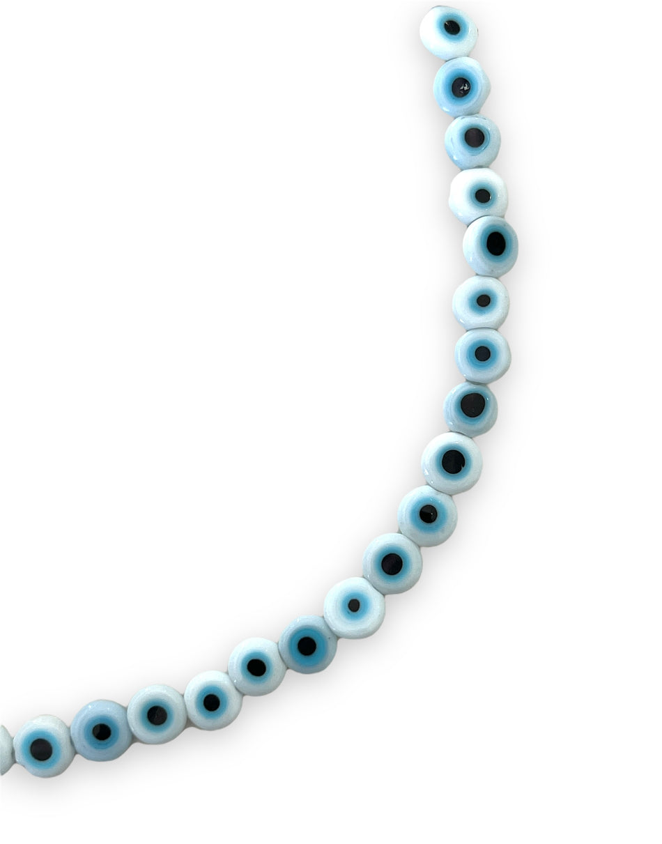 Evil Eye Flat Round Strand, 6mm